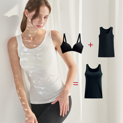 (4pcs Set) Cool Modal Basic Bra Camisole Bra Cap Tank Top Undershirt Yoga Wear Pilates