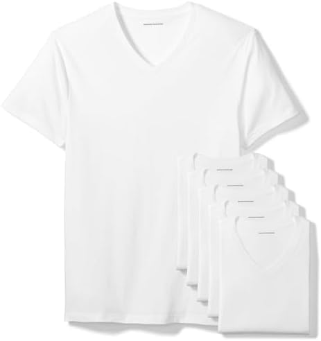 Amazon Essentials Mens V-Neck Undershirt, Breathable Cotton, Pack of 6