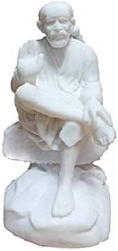 Lord Sai Baba Idols Sai Baba Idol/Murti (9 Inch) Decorative Showpiece - 6 Inch (Marble, White)