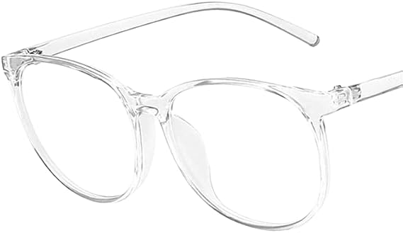 Transparent Computer Glasses Frame Women Men Anti Blue Light Round Eyewear Blocking Glasses Optical Spectacle Eyeglass (White)