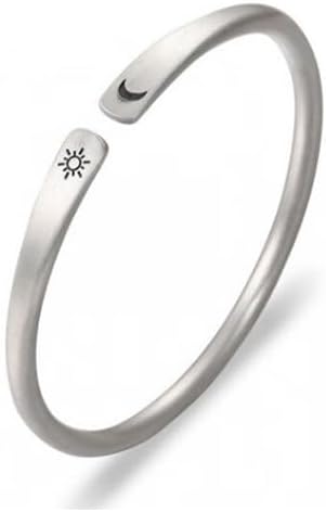 StarGems Adjustable Sun and Moon Dull-polished Handmade 999 Sterling Silver Bangle Cb0050