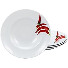 Creatable, 23434 Chilli Series Crockery Set, Pasta Plates, 4 Pieces