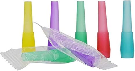 100 Disposable BPA-Free Plastic Mouth Tips Individually Wrapped Hose Mouth Accessories Multi Color Sanitary Recyclable. (200)