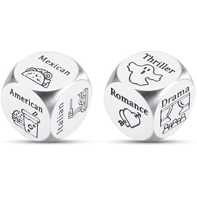 Funny Date Night Dice Set Anniversary Wedding Gifts for Him Her Valentines Engagement Christmas Bride Shower Gifts for Boyfriend Girlfriend Dinner Movie Decider Dice for Couple Foodie Steel Dice Ideas