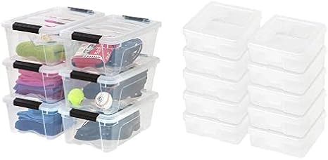IRIS USA, Inc. TB-42 12 Quart Stack & Pull Box, Clear, 6 Stack and Pull with IRIS Small Modular Supply Case, 10 Pack, Clear