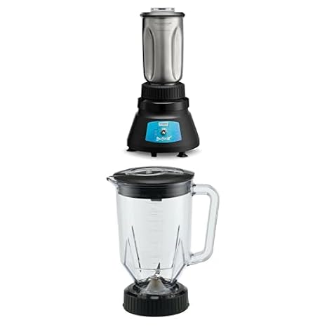 Bundle of Waring Commercial BevBasixTM Light Duty Bar Blender + Waring Commercial CAC29 Complete Copolyester Container with Blade and Lid, 48-Ounce,Black