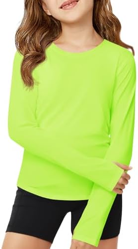 Haloumoning Girls Long Sleeve Athletic Shirts Lightweight Yoga Tops Crewneck Gym Tees with Thumb Holes