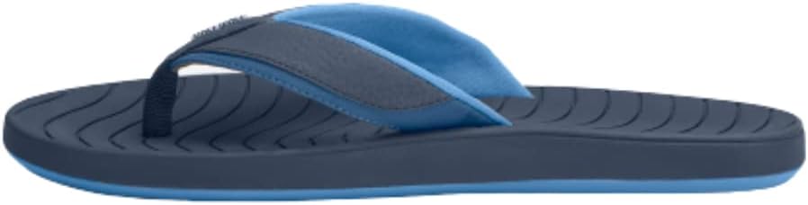 Hari Mari Brazos II Men's Flip Flops - Premium Rubber Water-Resistant Beach Sandals with Comfortable Memory Foam Leather Straps and Arch Support- Navy- Size 12