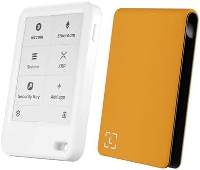 Bundle Ledger Nano Gen5 (Glacier White) & Magnet Folio (Bitcoin Orange) - Entry-Level Crypto Touchscreen Signer with Protection