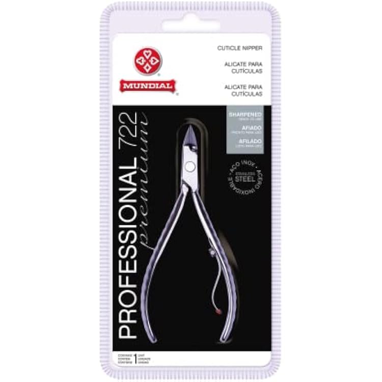 Mundial 722-PR Professional Cuticle Nippers Stainless Steel, Sharp Precision Blades, Sterilizable in Autoclave or Oven, Ergonomic Handle for Salon & Home Use
