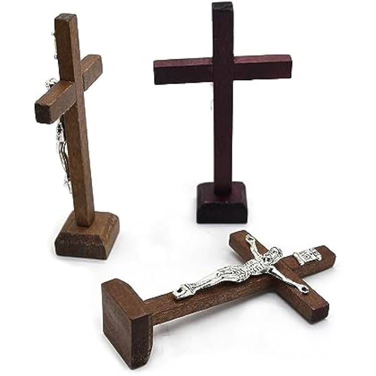 1Pc Table Cross Wooden Catholic Cross With Stand Religious Christian Crucifix Church Decoration Home Shelf Ornaments Religious Cross