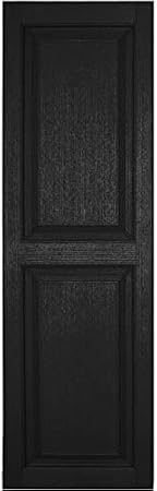 Shutters, Raised Panel Shutters, Standard Raised Panel Exterior Vinyl Window Shutters, Black, (1 Pair = 2pcs) 12"W x 60"H
