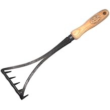 DeWit Bio Rake Cultivator Garden Hand Tool with Hardened Boron Steel Tines & Ash Hardwood Handle