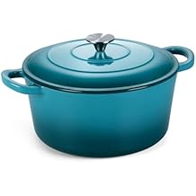 Onader Enameled Cast Iron Dutch Oven Pot with Lid, 5 Quart Round Dutch Oven for Bread Baking, Heavy Duty & Non Toxic - Blue