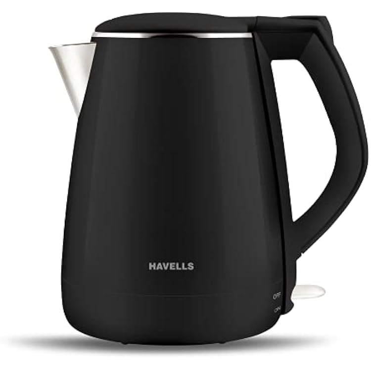 HAVELLS Aqua Plus Black 1500 W KettleTea KettleTea and Coffee MakerMilk BoilerWater BoilerTea BoilerCoffee Boiler Stainless Steel 1.2l