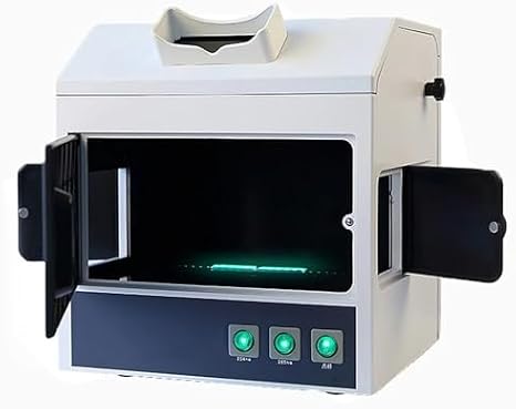 UV Ultraviolet Analyzer, Lab Fluorescence Detector, 254nm/365nm Wavelength, Dark Box with Observation Window for Product Testing
