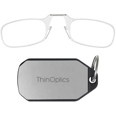 ThinOptics Keychain Case  Rectangular Reading Glasses, Clear, 44 mm  1.5
