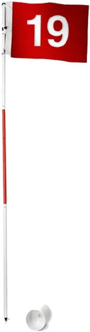 Portable Golf Hole Cup and Pin Flag, White/Red
