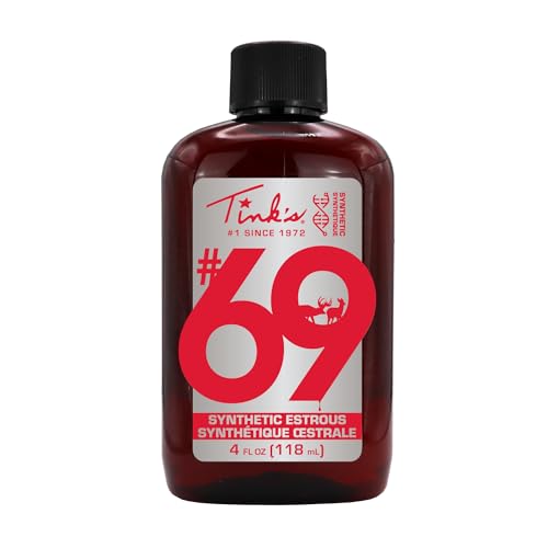 TINKS Synthetic #69 Doe-in-Rut Deer Attractant Liquid Estrous Doe Urine Scent for Hunting 4 oz - Long Lasting Doe Estrous - Hunting LureAttractant - Advanced Deer Lure