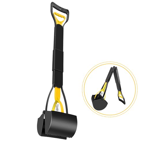 28 Inch Long Handle Pooper Scooper for Small & Large Dogs, Foldable Dog Poop Picker Upper for Yard, Avoid Bending Over for Easy Pick Up