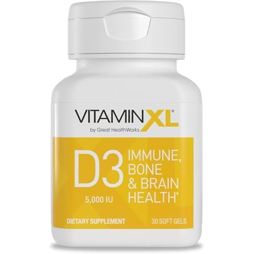 OmegaXL VitaminXL D3 High Potency Daily Vitamin D 5000 IU 125mcg Immune Support Supplement - Promotes Healthy Muscle Function & Strong Bones - Non-GMO, Gluten-Free - 30 Softgels