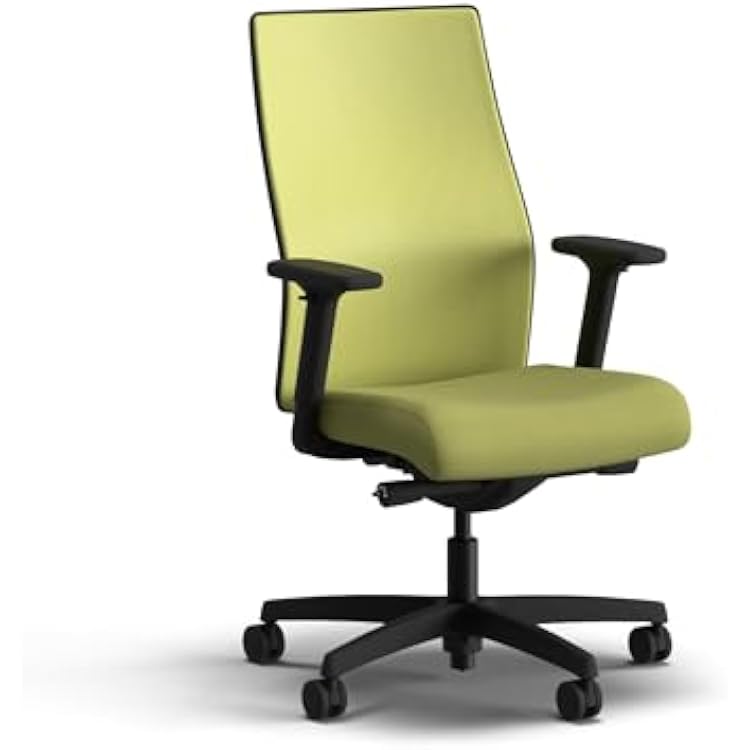 HON Ignition 2.0 Mid Back Task Chair, Spectrum Mesh, Advanced Synchro-Tilt Control, Office Chair with Lumbar Support, Height and Width Adjustable Arms, Black Frame, Pear