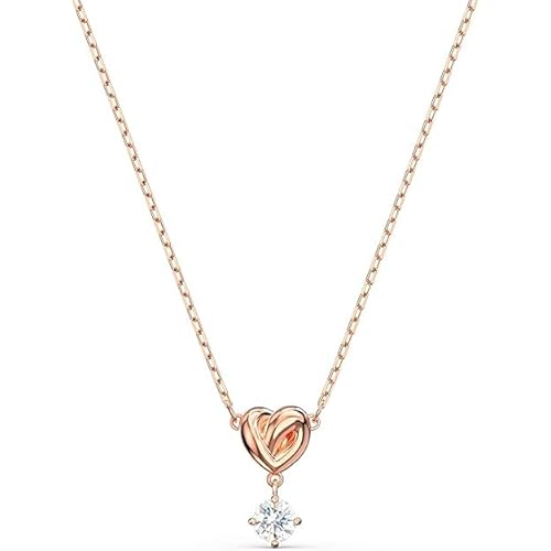 TJ JEWELS Lifelong Heart Necklace, Earrings, and Bracelet Crystal Jewelry Collection, Rose Gold & Rhodium Tone Finish