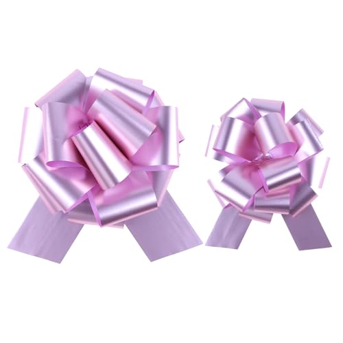 40 Pieces 6 Inches and 5 Inches Pull Bow Wrapping Pull Bow Ribbon Pull Bows for Wedding Baskets,Diameter Gift Bows, Large Bows for Presents. Pink