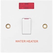 Invero 1 Gang 20 Amp Double Pole Electric Water Heater Wall Switch Standard Square White with Red Neon Power Indicator