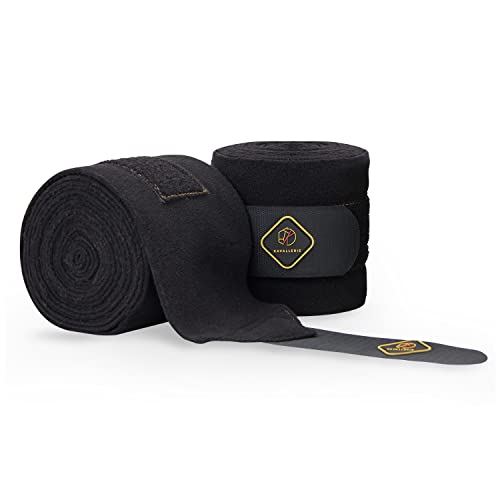 Kavallerie Elastic Fleece Bandages for Horses, Non- Slip and Snug fit Breathable Material for Injury Protection and Superior Legs Support, Stocking up Solution - Black - 2 Units Per Pack
