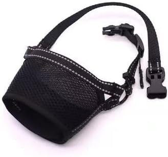 New Soft Dog Muzzle with Reflective & Adjustable Strap, Stop Biting, Barking, Chewing, Breathable Dog Mouth Guard for Biting Chewing Grooming, Allow Panting Drinking, DarkBlack, XL