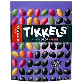 Venco Tikkels Drop & Fruit I Licorice & Fruit flavored Pastilles with Hard Outside and Soft Inside I 245g 8.64 ounce