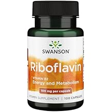 Swanson Vitamin B2 Supplement (Riboflavin) - Vitamin Supplement to Support Vision Health, Aid Thyroid Function, and Promote Energy Metabolism Support - (100 Capsules, 100mg Each)