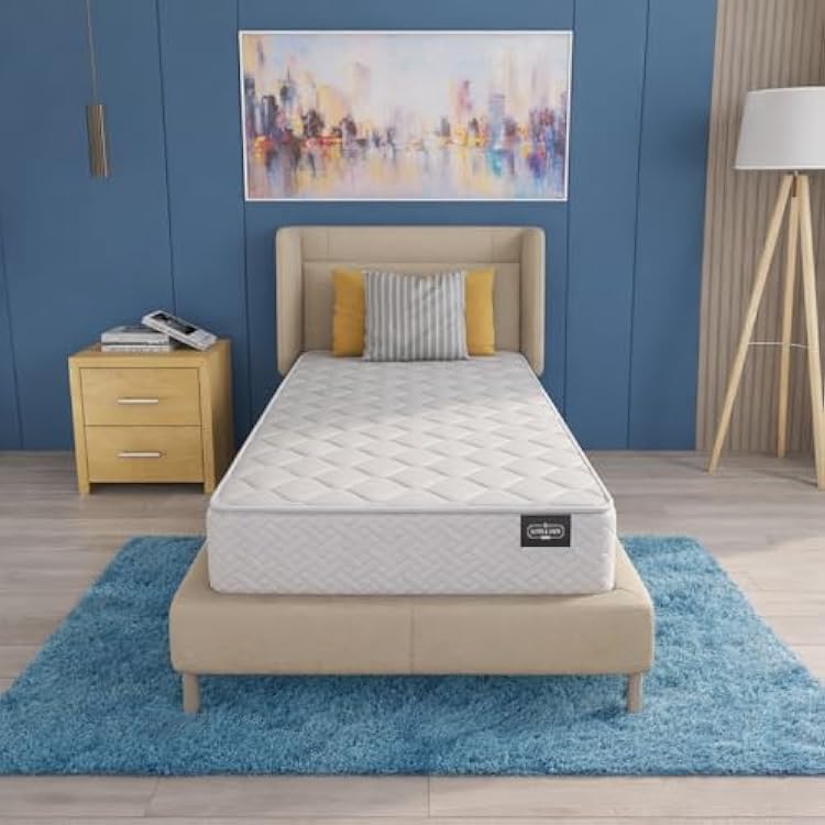 Twin Mattress 6 Inches 38X75 White Medium Firm Hybrid for Bed Twin Size Mattress Bonnell Springs Tight Euro Top High Density & Cool Comfort Foam Rolled in a Box
