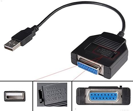 ECS USB to 15 Pin Joystick Gameport Converter Adaptor Cable