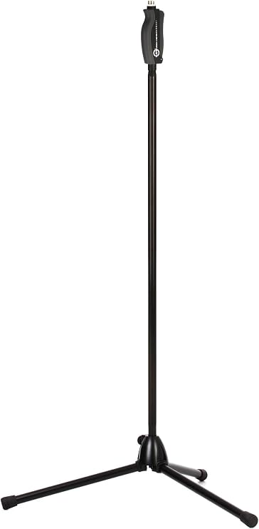 K&M Konig & Meyer 25680.577.55 One Hand Microphone Stand | Soft Touch Easy Clutch for Adjustable Height | Mic Mount Holder | Foldable Tripod Base | Professional Grade | Made In Germany | Black