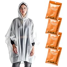 ZENO Disposable Rain Ponchos for Adults - Clear with Hood, Compact Emergency Ponchos for Hiking, Camping, Travel