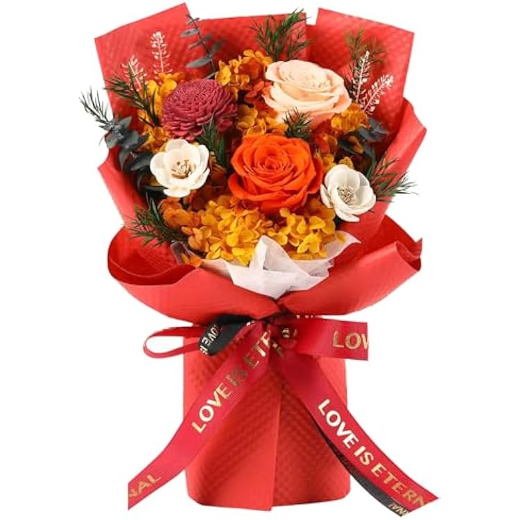 Flowers Gifts for Women, Flower for Delivery, Preserved Orange Roses Bouquets, Anniversary Birthday Flowers Gifts for Mom Grandma Wife Friends