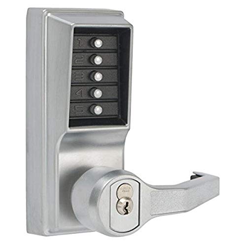 Kaba Simplex L1000 Series Metal Mechanical Pushbutton Cylindrical Lock, Chrome