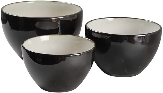 Sango Nova Black Mixing Bowls, Set of 3