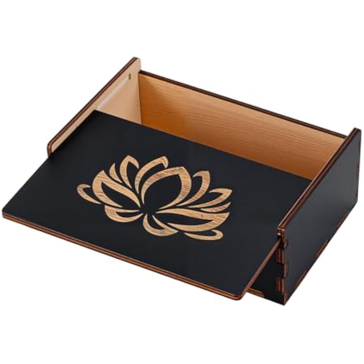 UNICRAFTALE Tarot Card Box Small Tarots Card Storage Case Lotus Flower Printed Tarot Holder Wooden Jewelry Box for Crystal Stones Dice Home Decor Witchcraft 3.27x5.24x2.05