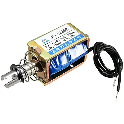 Heyiarbeit DC 12V 25N Push Pull Type Solenoid Electromagnet 0.4A 4.8W 10mm Stroke Open Frame Solenoid, Linear Motion, JF-1039B-12V