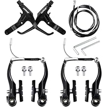 OSAGIE Bicycle Brake Set Complete Universal V-Brake Bicycle Brake Front & Rear MTB Brakes, Inner Outer Brake Ropes & Brake Lever Kit for Most Mountain Bike, Road Bike, MTB, BMX