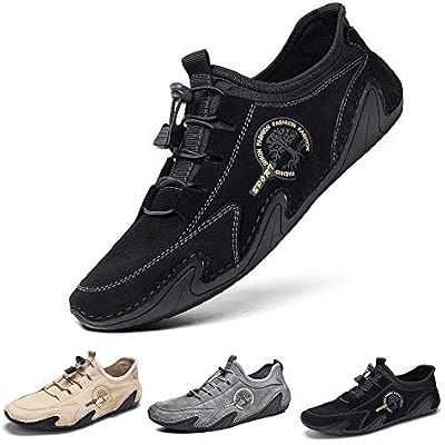 Mens Driving Loafers Shoes Casual Shoes Slip On Flat Loafers Boat Shoes Moccasins Lightweight Soft Comfort Lace up Oxford Walking Shoe for Work Office Dress Outdoor Slippers Hand Stitching Ankle Boots