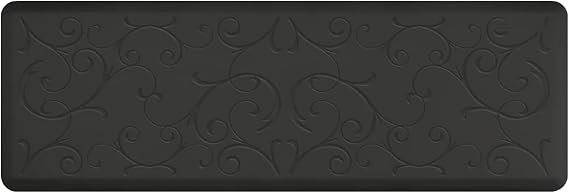 WellnessMats Bella Collection Anti-Fatigue Floor Mat, Black, 72" x 24" X .75" Polyurethane Ergonomic Support Pad for Home, Kitchen, Garage, Office Standing Desk Water Resistant