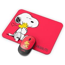 SOAR Peanuts Mouse & Mouse Pad Combo Red- Hug