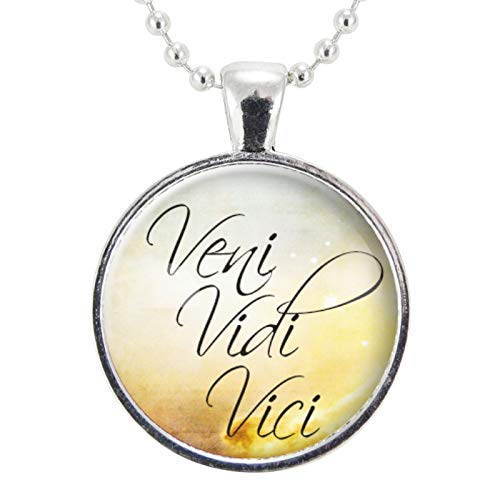 CellsDividing Veni Vidi Vici Necklace, Handmade Motivational Quotes Pendant