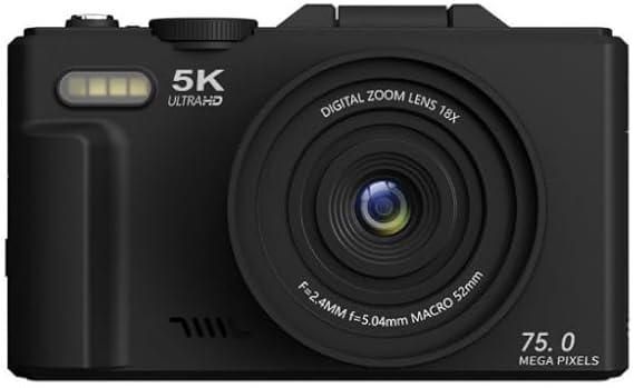 5K Digital Camera for Photography - 75MP Autofocus Vlogging Camera for YouTube with 64GB SD Card, WiFi, 18X Zoom 3" 180 Flip Screen Compact Travel Camera with 2 Batteries for Teens and Beginner