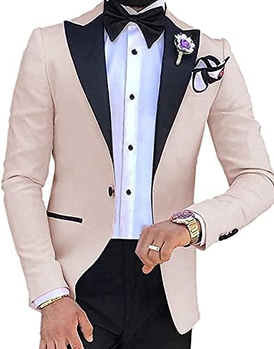 Men's Suit Groom Blazer Slim Fit One Button Sport Coat Casual Black Lapel Blazer Tuxedo Suit Jacket