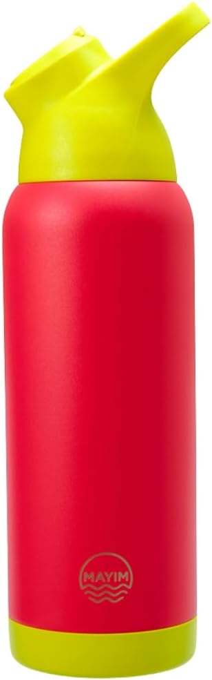Mayim 32 Oz Pioneer Insulated Sports Water Bottle with Straw, Leak Proof Stainless Steel Water Bottle with Handle, Spill Proof Thermos or Water Jug for Gym, Home or Office -Coral